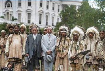Native American chiefs at the White House with President Coolidge, 1924